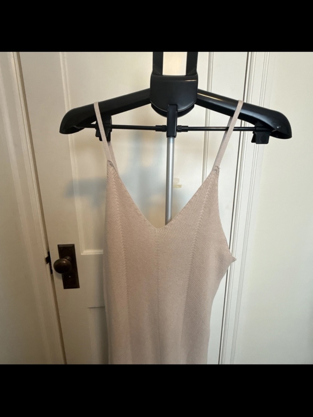 Freshman 1996 Beige/Pink Knit Slip Dress - Neutral Spaghetti Strap